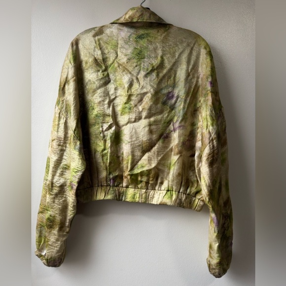 Desigual Abstract Floral Bomber Olive Green Tie-Dye Bomber Jacket - Picture 6 of 16